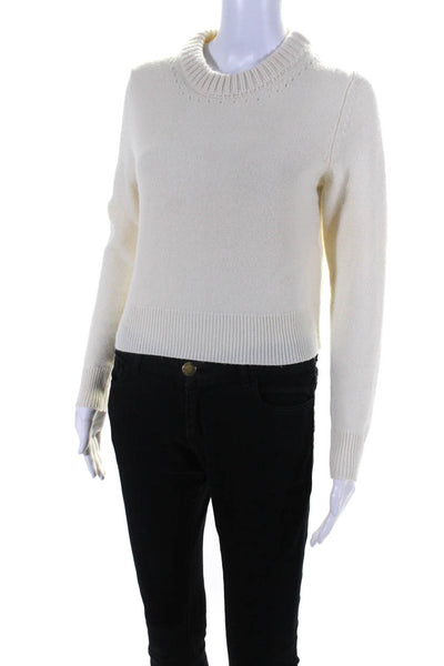 The Westside Womens Wool Knit Long Sleeve Mock Neck Sweater Top Cream Size XS