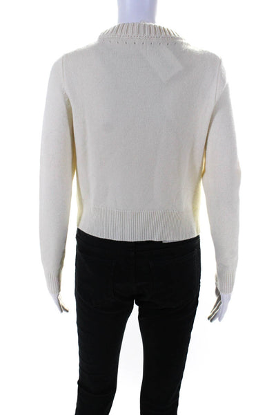 The Westside Womens Wool Knit Long Sleeve Mock Neck Sweater Top Cream Size XS