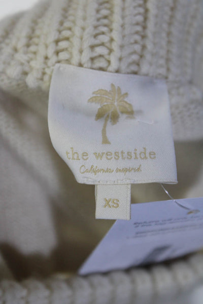 The Westside Womens Wool Knit Long Sleeve Mock Neck Sweater Top Cream Size XS