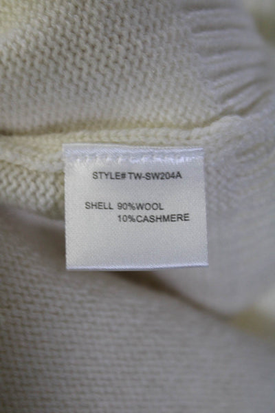 The Westside Womens Wool Knit Long Sleeve Mock Neck Sweater Top Cream Size XS