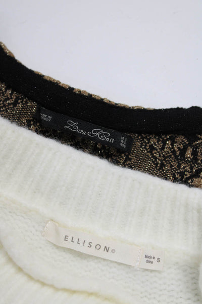 Ellison Zara Womens Metallic Knit Sweater Dress White Black Brown Small Lot 2