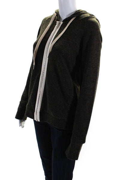 Itro Womens Ripped Rhinestone Full Zip Hooded Jacket Dark Gray Size Large
