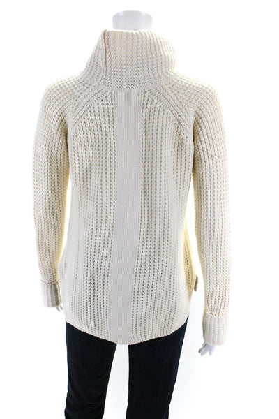 525 America Womens Waffle Knit Oversize Turtleneck Sweater Ivory Size XS