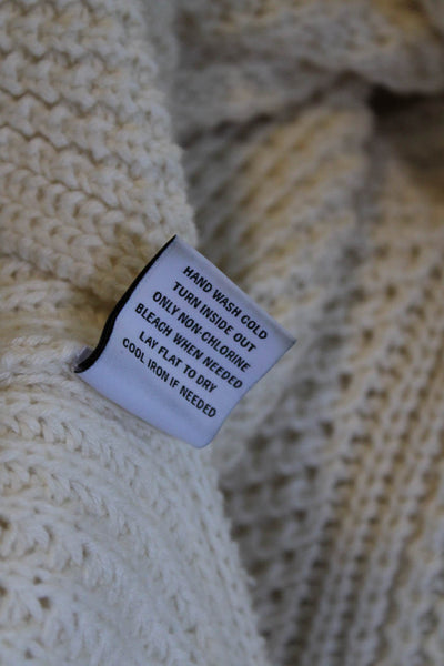 525 America Womens Waffle Knit Oversize Turtleneck Sweater Ivory Size XS