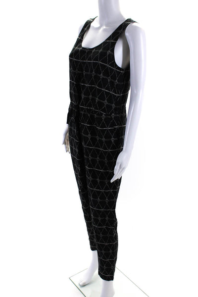 Madewell Womens Geometric Print Scoop Neck Sleeveless Jumpsuit Black White XS