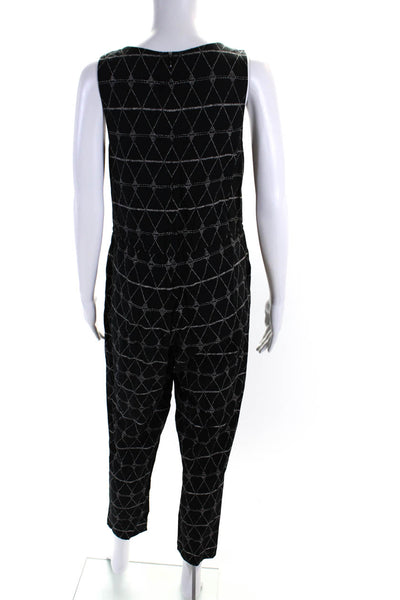 Madewell Womens Geometric Print Scoop Neck Sleeveless Jumpsuit Black White XS