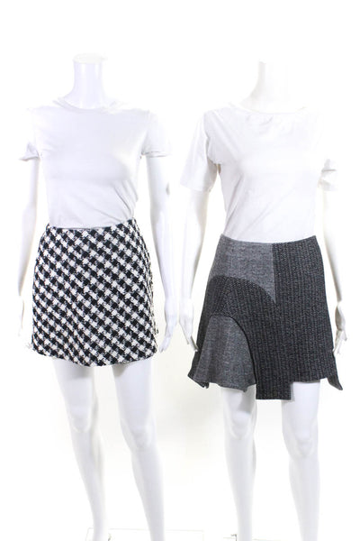 Zara ICB Womens Houndstooth Mini Skirt Black & White Size S 4 Lot 2