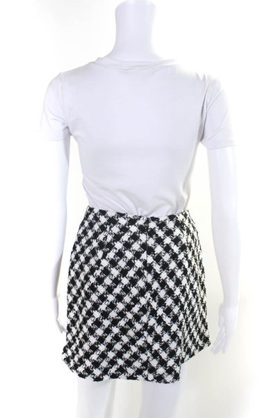 Zara ICB Womens Houndstooth Mini Skirt Black & White Size S 4 Lot 2