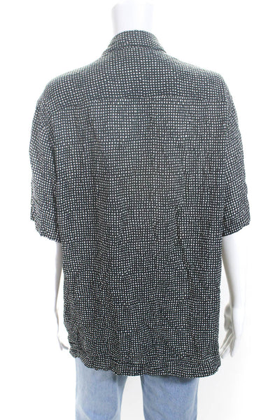 Allsaints Womens Woven Two Tone Collared Button Up Blouse Top Black Size M