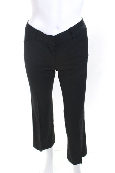 Theory Womens Wool Mid Rise Zip Up Straight Leg Pants Trousers Black Size 00