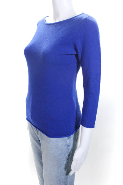 Neiman Marcus Womens Cashmere Knit Long Sleeve Sweater Top Cobalt Blue Size XS