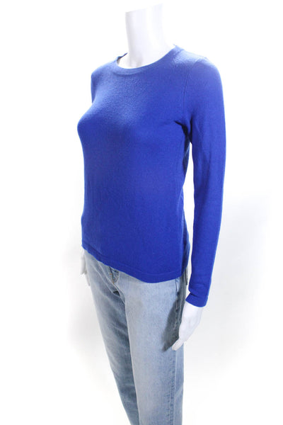 Neiman Marcus Womens Round Neck Long Sleeve Sweater Top Cobalt Blue Size XS