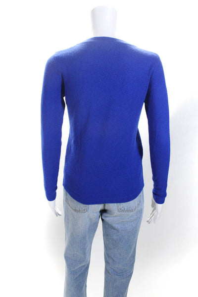 Neiman Marcus Womens Round Neck Long Sleeve Sweater Top Cobalt Blue Size XS