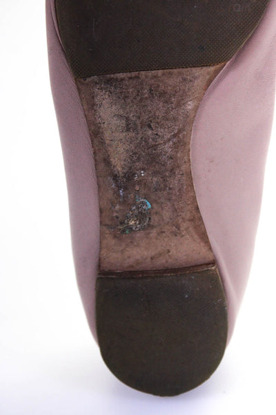 Chloe Womens Leather Slide On Scallop Ballet Flats Beige Size 37.5 7.5