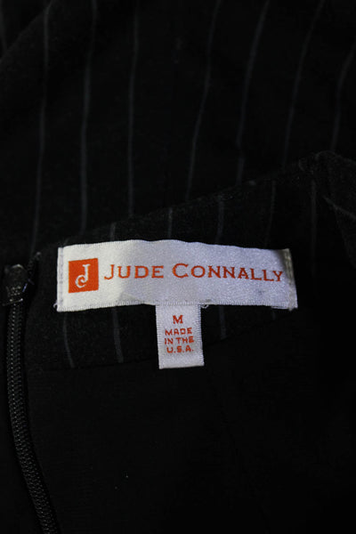 Jude Connally Womens Pinstriped V Neck A Line Dress Gray Size Medium