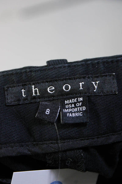 Theory Womens Cotton Woven Mid-Rise Skinny Leg Trouser Pants Black Size 8