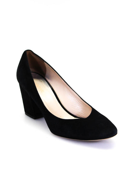 275 Central Womens Suede Closed Toe Block High Heels Pumps Black Size 9.5
