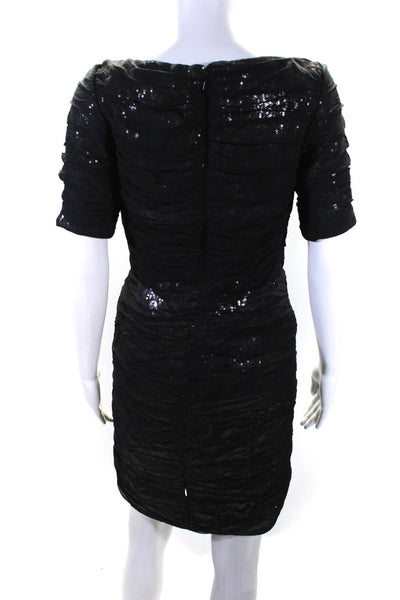 Tadashi Shoji Women's Short Sleeve Sequin Bodycon Dress Black Size 4