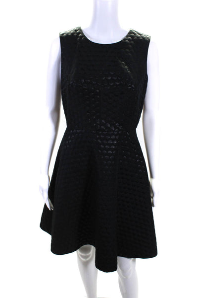 Vince Camuto Womens Back Zip Crew Neck Metallic Dotted Flare Dress Black Size 6