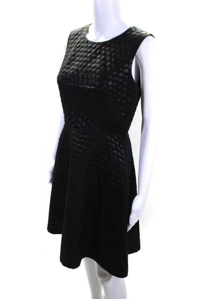 Vince Camuto Womens Back Zip Crew Neck Metallic Dotted Flare Dress Black Size 6