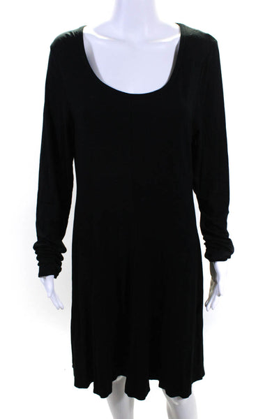 White + Warren Womens Long Sleeve Scoop Neck Shirt Dress Black Size Extra Large