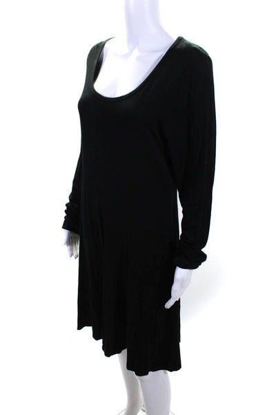 White + Warren Womens Long Sleeve Scoop Neck Shirt Dress Black Size Extra Large