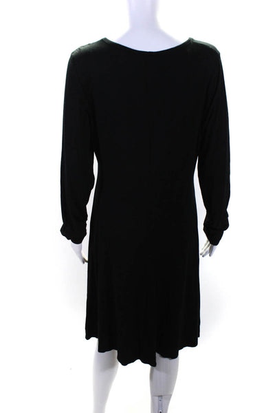 White + Warren Womens Long Sleeve Scoop Neck Shirt Dress Black Size Extra Large