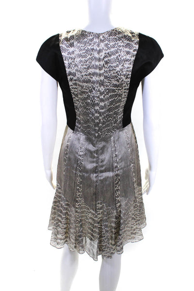 Jason Wu Womens Back Zip Snakeskin Printed Silk Swing Dress Gray White Size 6