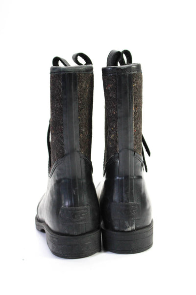 UGG Australia Womens Wool Tweed Short Rubber Rain Boots Black Size 7
