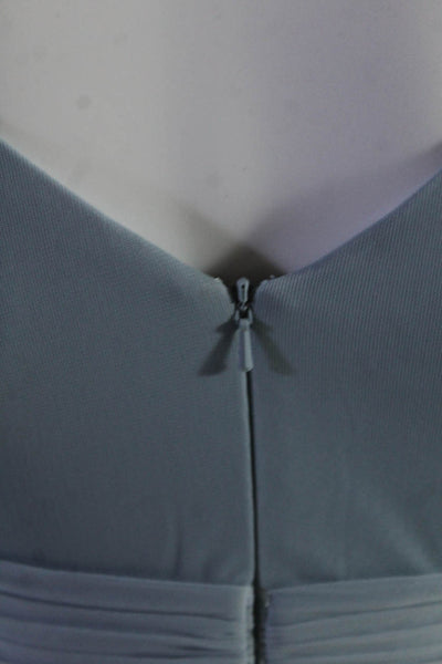 Davids Bridal Women's V-Neck Long Sleeves Flare Maxi Dress Light Blue Size 2