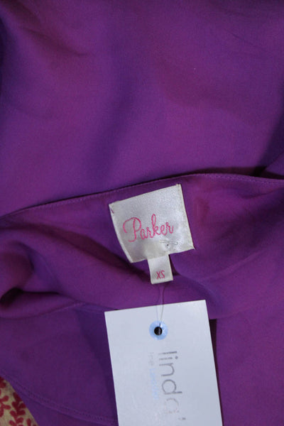 Parker Women's V-Neck Spaghetti Straps Silk Blouse Pink Size XS