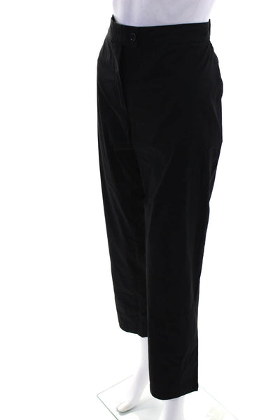 Cotelac Womens Flat Front Button Closure Mid-Rise Tapered Pants Black Size 4