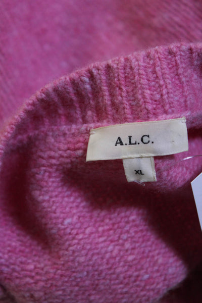 ALC Womens Cashmere Blend Round Neck Long Sleeve Pullover Sweater Pink Size XL