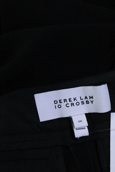 10 Crosby Derek Lam Womens Button Detail High-Rise Wide Leg Pants Black Size 00