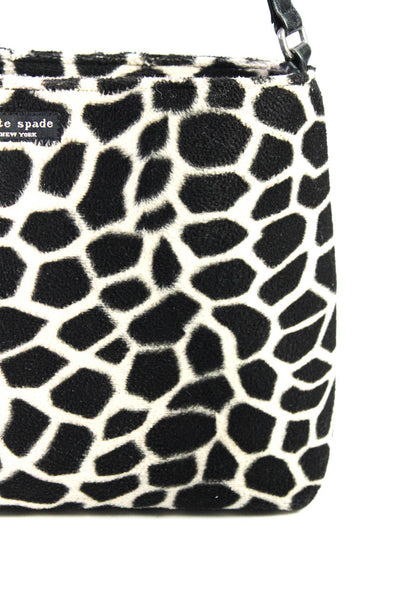 Kate Spade New York Womens Vintage Giraffe Printed Shoulder Handbag Black White