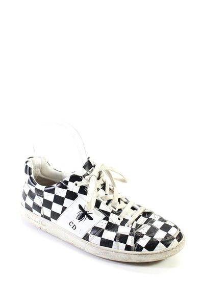 Christian Dior Womens Low Top D-bee Checkerboard Sneakers Black White Leather 38