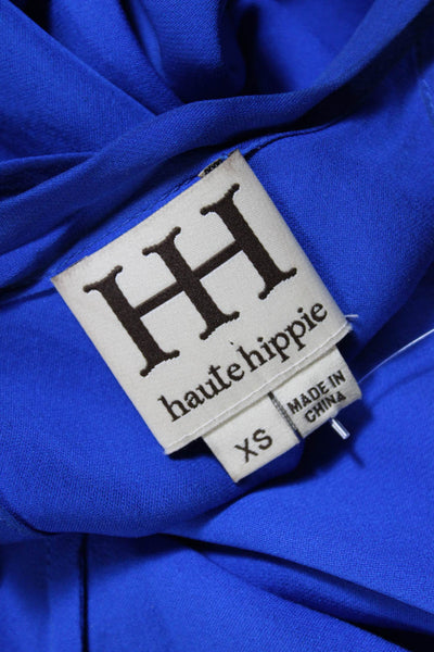 Haute Hippie Womens Silk Round Neck Sleeveless Tank Top Blouse Blue Size XS