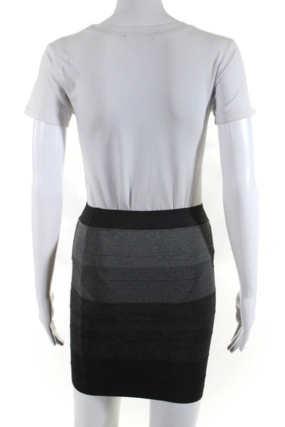 BCBG Max Azria Womens Ribbed Striped Colorblock Elastic Mini Skirt Gray Size XS