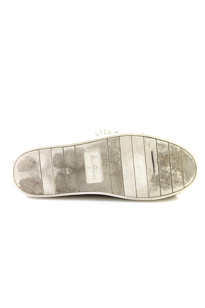 Sam Edelman Womens Metallic Woven Fringed Pom Pom Slip-On Shoes Silver Size 8