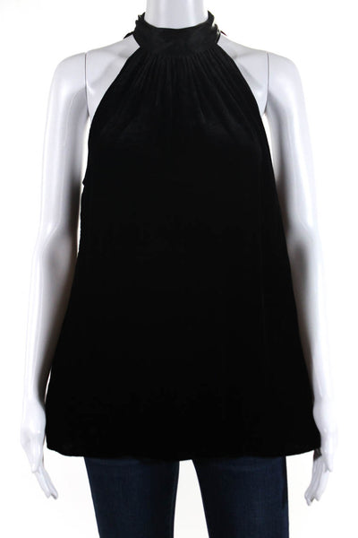 Ramy Brook Womens Velvet Sleeveless Halter Neck Camisole Blouse Black Size M