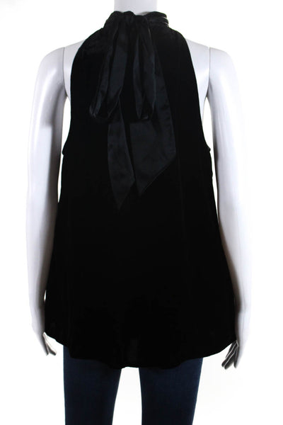 Ramy Brook Womens Velvet Sleeveless Halter Neck Camisole Blouse Black Size M
