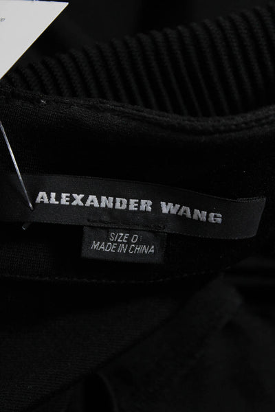 Alexander Wang Womens Back Zip Ribbed Trim Knee Length Pencil Skirt Black Size 0