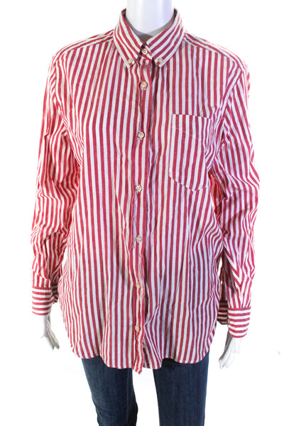 Isabel Marant Womens Red Cotton Striped Long Sleeve Button Down Shirt Size 36