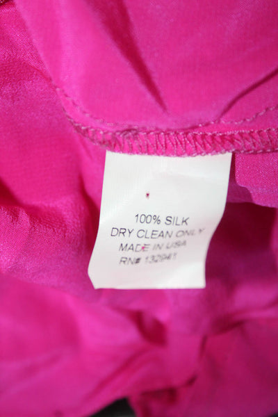 Amanda Uprichard Women's Silk Ruffle Trim Sleeveless Blouse Fuschia Size S
