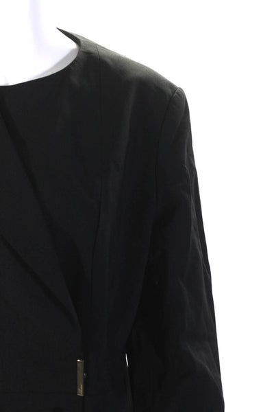 Boss Hugo Boss Womens Gold Tone Hardware Snap Closure Lined Jacket Black Size 10