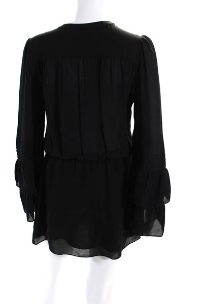 Parker Womens Long Bell Sleeve Crew Neck Popover Drop Waist Dress Black Small