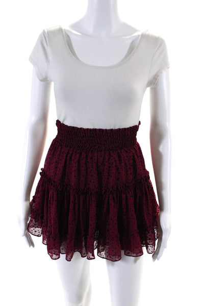 Misa Womens Elastic Waistband Mini A Line Skirt Magenta Black Size Extra Small