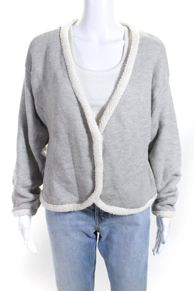 Donni Women's V-Neck Long Sleeves Button Up Cardigan Sweater Gray Size S