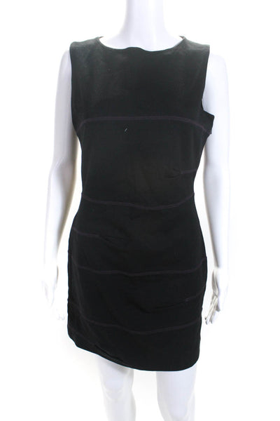 Nicole Miller Women's Round Neck Sleeveless Bodycon Mini Dress Black Size P