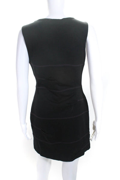Nicole Miller Women's Round Neck Sleeveless Bodycon Mini Dress Black Size P